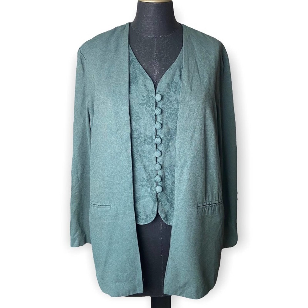 Lois Snyder Dani Max Green Vintage Button Down Lokg Sleeve Blouse Size 6